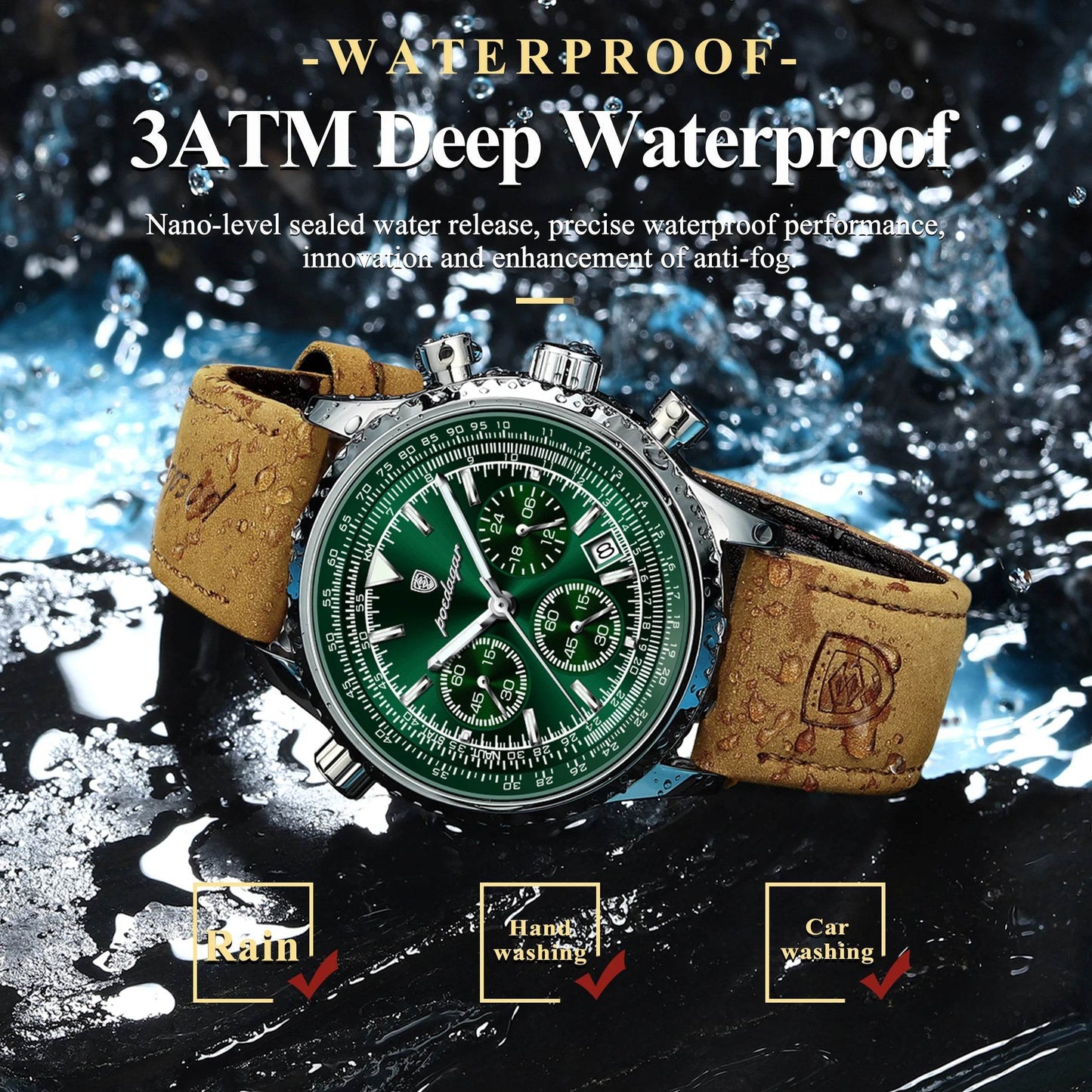 POEDAGAR Luxury Man Watch Quartz Waterproof Luminous Date Chronograph Leather Men Wristwatch Military Sports Men's Watches Reloj - Lux Waches Max
