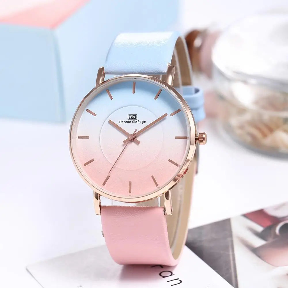 New Women's Fashion Dual Color Gradient Belt Watch Simple and Elegant Fashion Women's Watch