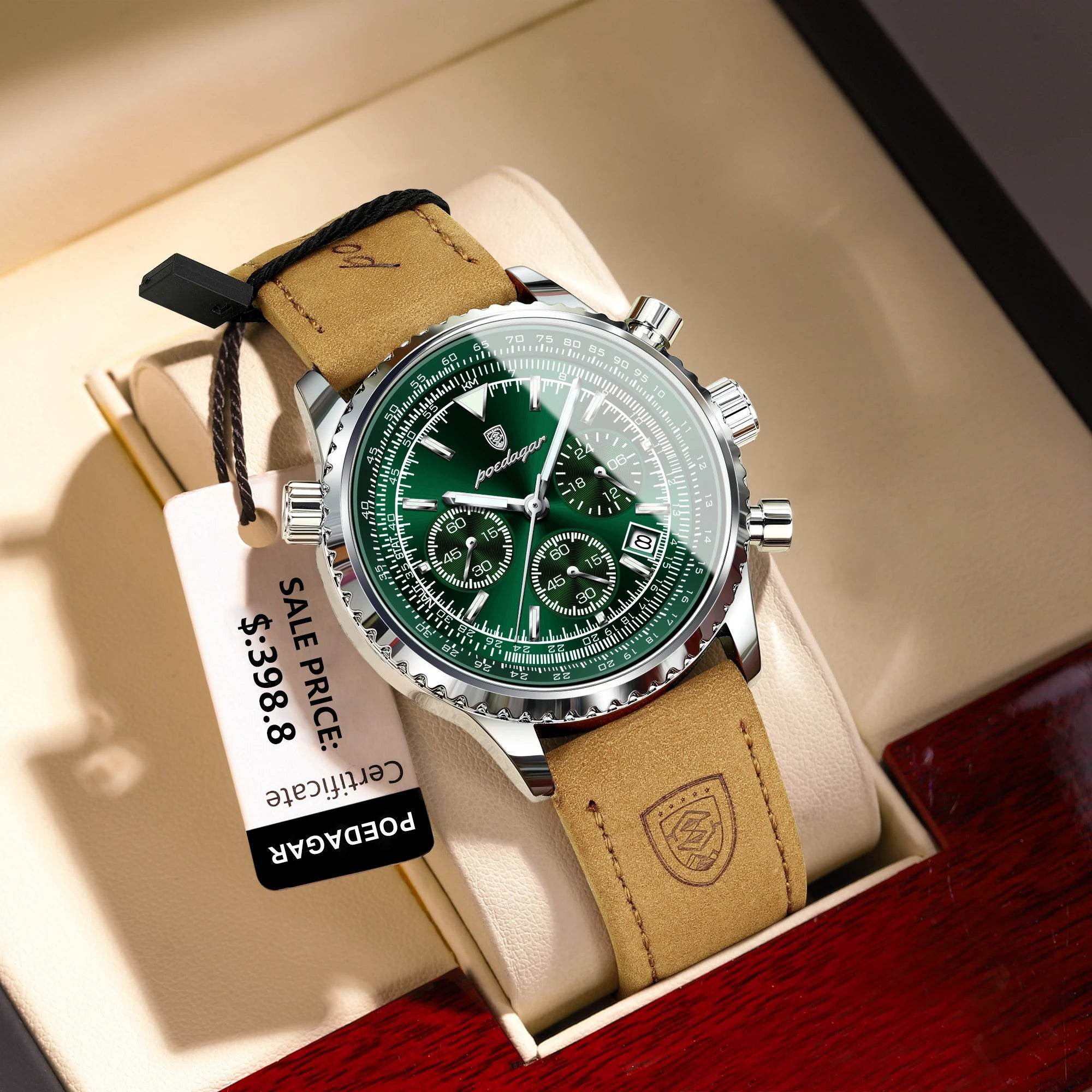 POEDAGAR Luxury Man Watch Quartz Waterproof Luminous Date Chronograph Leather Men Wristwatch Military Sports Men's Watches Reloj - Lux Waches Max
