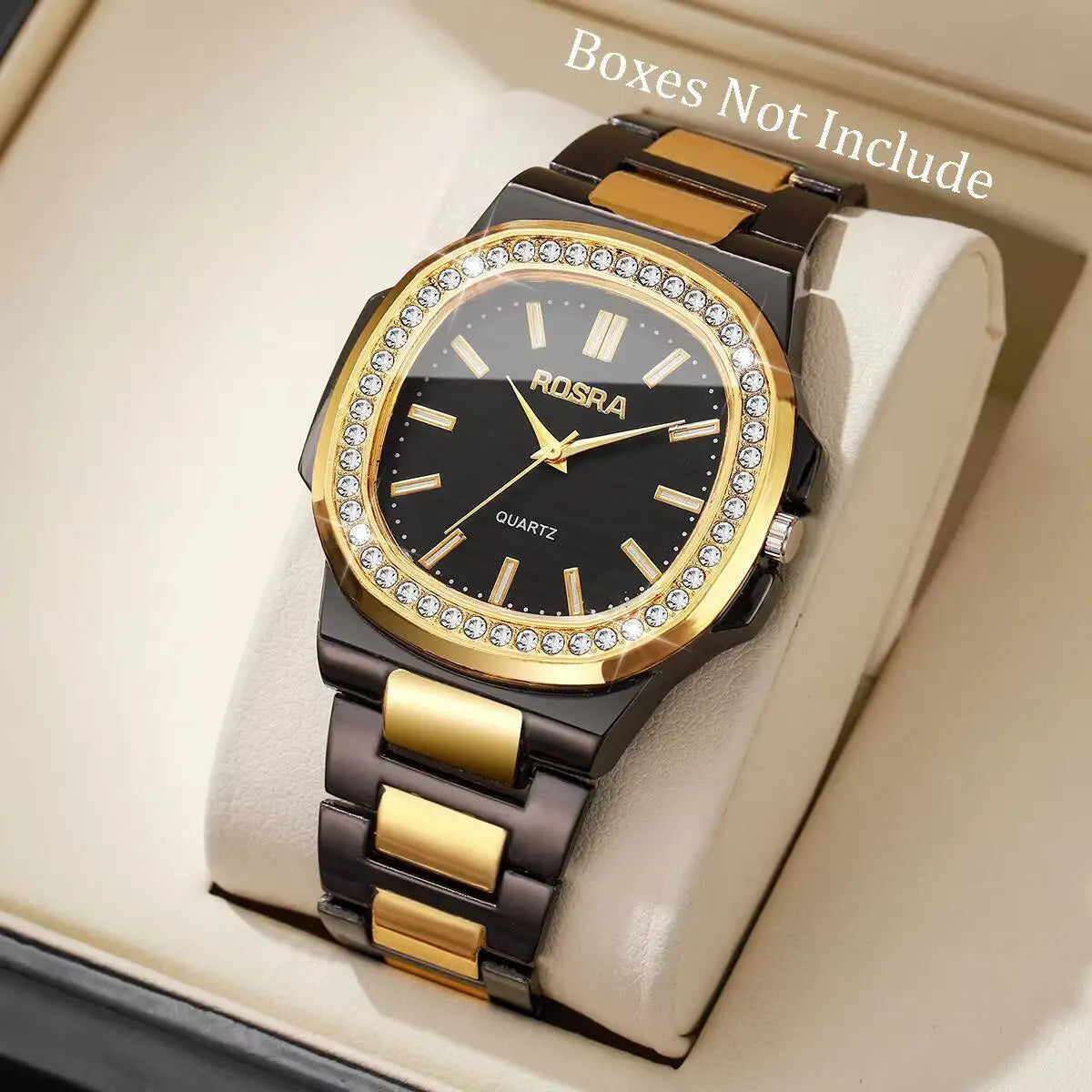 Luxury Rhinestone Man Wristwatch Fashion Square Steel Band Men Business Watches Quartz Wristwatch Reloj Hombre（Without Box）