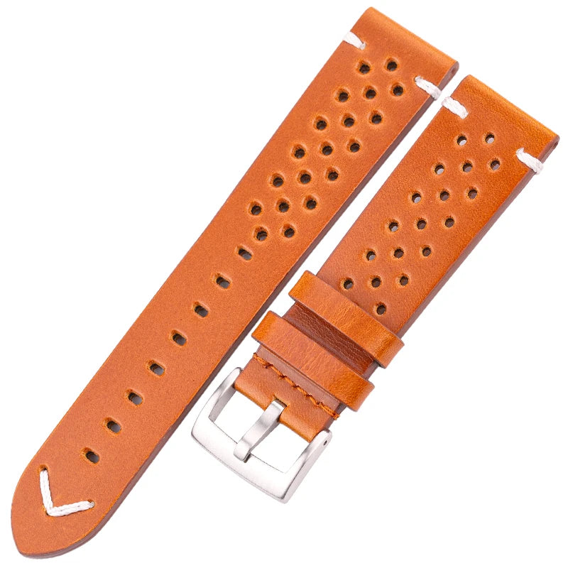 Handmade Cowhide Breathable Watch Band 18 20 22 24mm Men Women 4 Colors Oil Wax Genuine Leather Strap Watchband Accessories