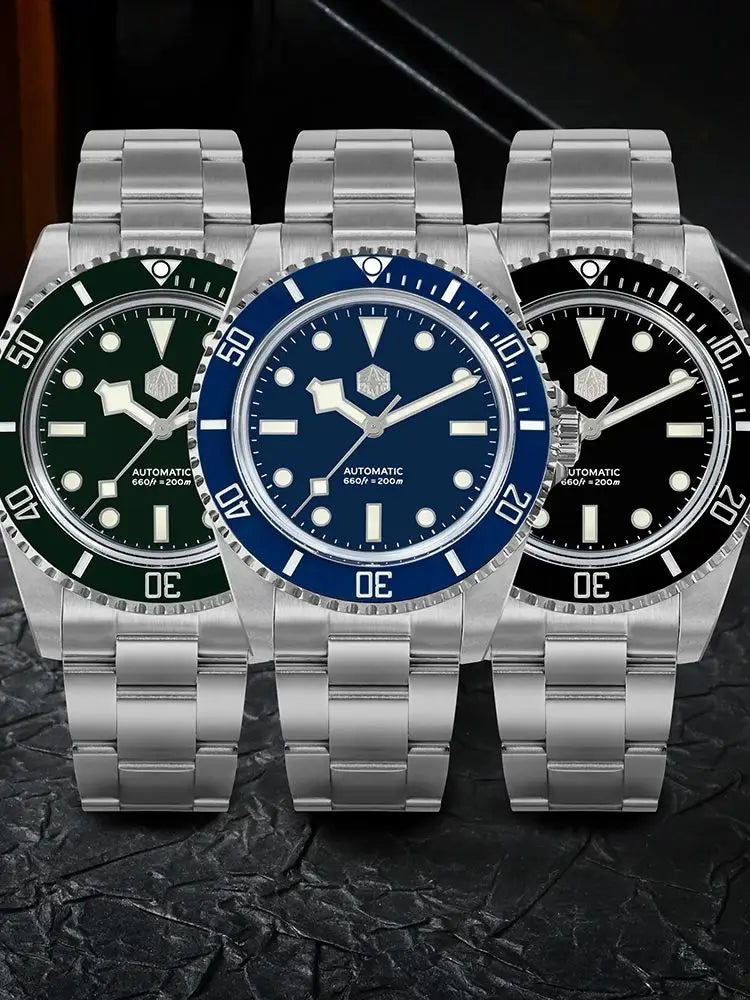 San Martin 40mm YN55 Luxury Watch Men Mechanical Wristwatches Water Ghost Sapphire Automatic 20Bar Relojes Para Hombre SN0006B-1