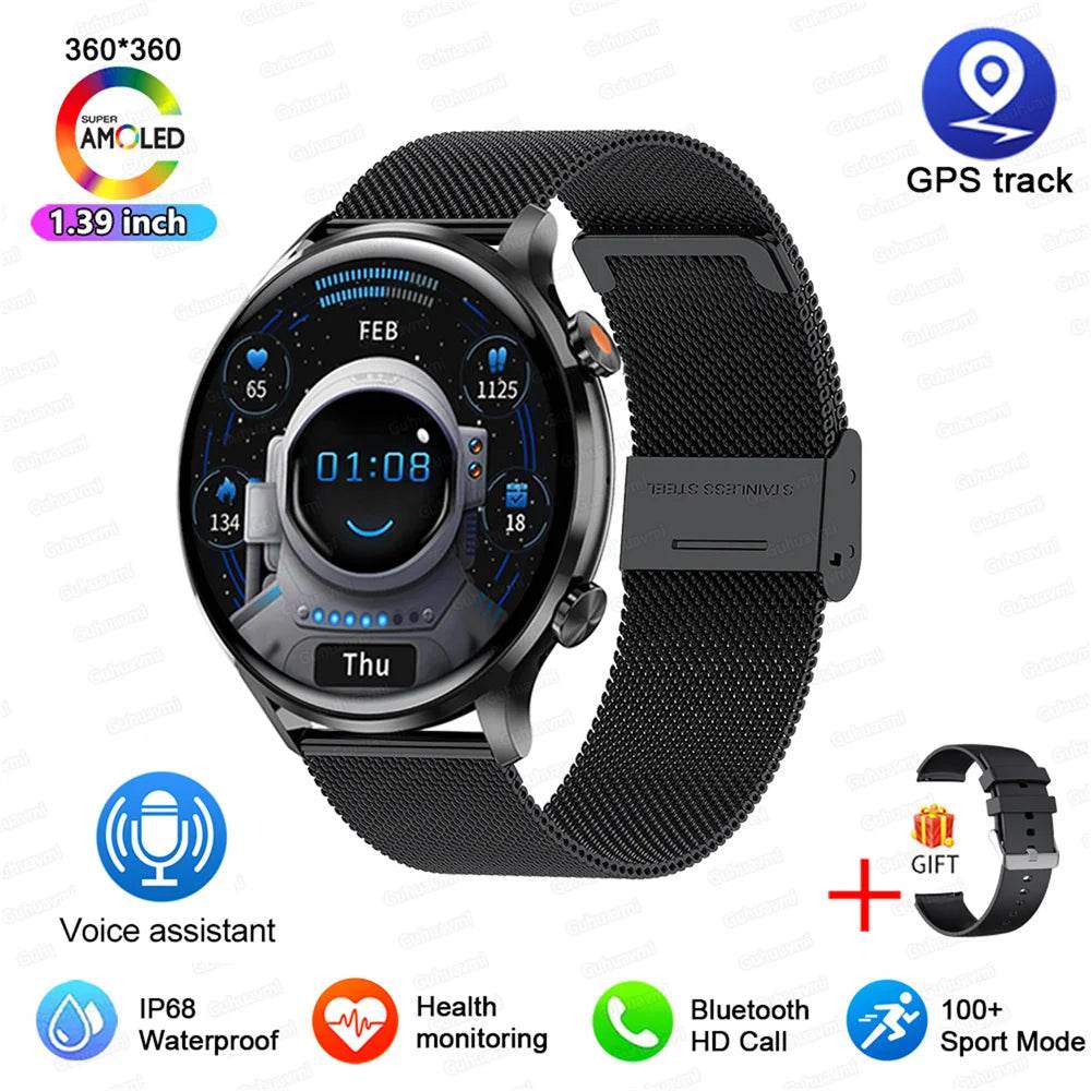 2025 New Smartwatch Women AMOLED HD Screen Always On Display Bluetooth Call IP68 Waterproof GPS Smart Men Watch For Android ios - Lux Waches Max