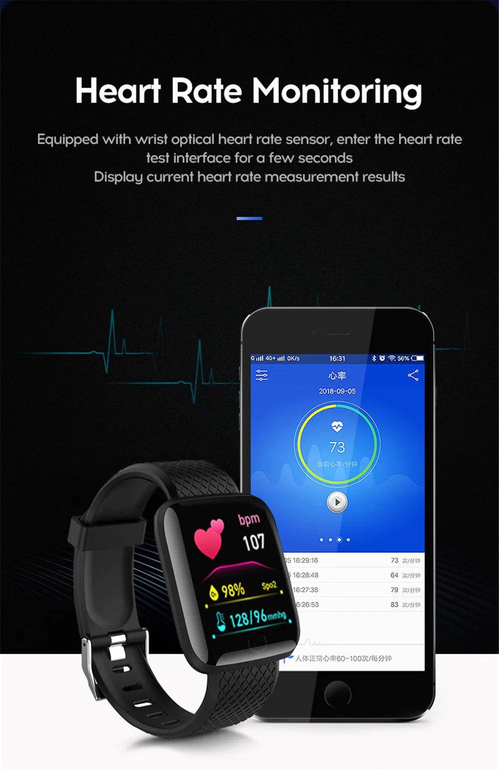 Smart Watch 116 Alarm Clock Weather - Lux Waches Max