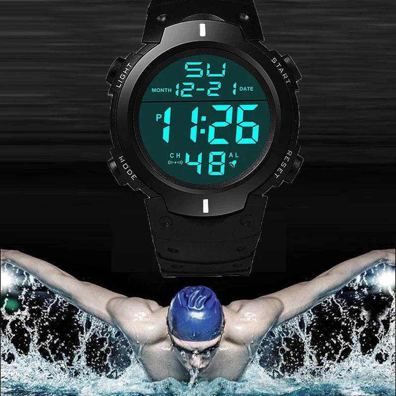 Men Sport LED Watches Top Brand Men Digital Clock Multi-Functional Rubber Man - Lux Waches Max