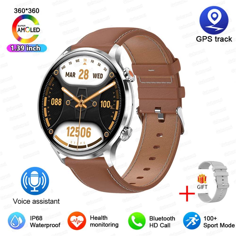 2025 New Smartwatch Women AMOLED HD Screen Always On Display Bluetooth Call IP68 Waterproof GPS Smart Men Watch For Android ios - Lux Waches Max