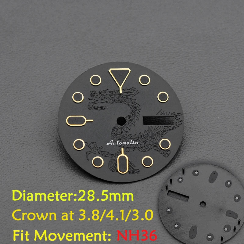 28.5mm Men's Watch Dial Fit SKX007 SKX009 6105 SRPD Tuna Monster Turtle Watch Case Watch For Japan NH35 NH36  7S26