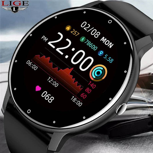LIGE 2025 New Smart Watch Men Full Touch Screen Sport Fitness Watch IP67 Waterproof Bluetooth For Android ios smartwatch Men+box - Lux Waches Max