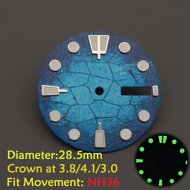 28.5mm Men's Watch Dial Fit SKX007 SKX009 6105 SRPD Tuna Monster Turtle Watch Case Watch For Japan NH35 NH36  7S26