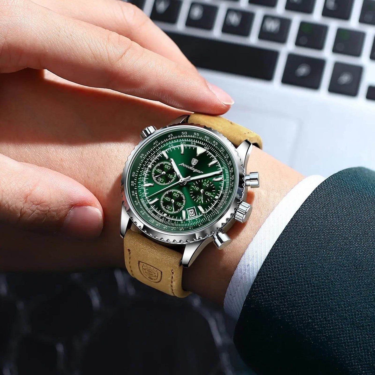 POEDAGAR Luxury Man Watch Quartz Waterproof Luminous Date Chronograph Leather Men Wristwatch Military Sports Men's Watches Reloj - Lux Waches Max
