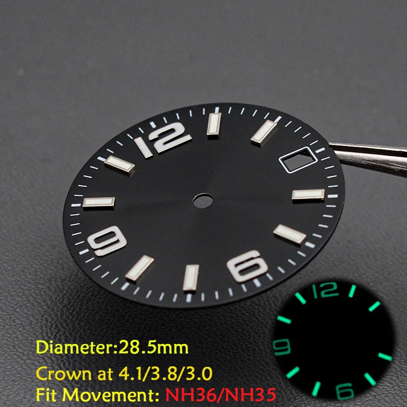 28.5mm Men's Watch Dial Fit SKX007 SKX009 6105 SRPD Tuna Monster Turtle Watch Case Watch For Japan NH35 NH36  7S26