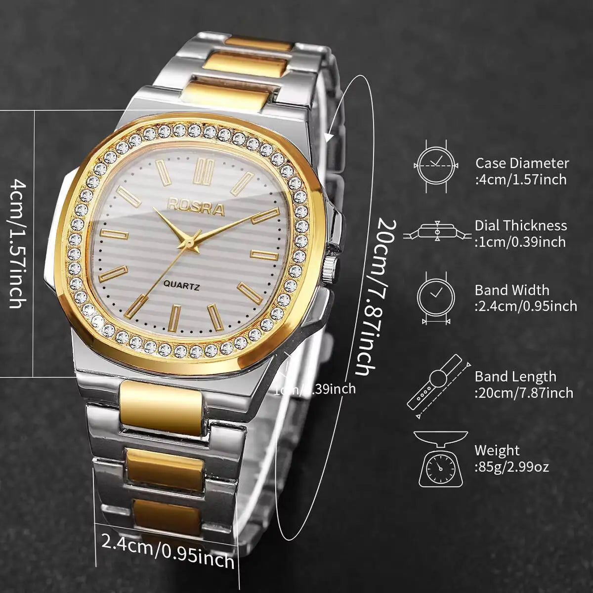 Luxury Rhinestone Man Wristwatch Fashion Square Steel Band Men Business Watches Quartz Wristwatch Reloj Hombre（Without Box）