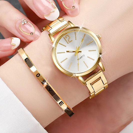 Quartz Watch Love Bracelet 2PCs Set Temperament Wearing Style - Lux Waches Max