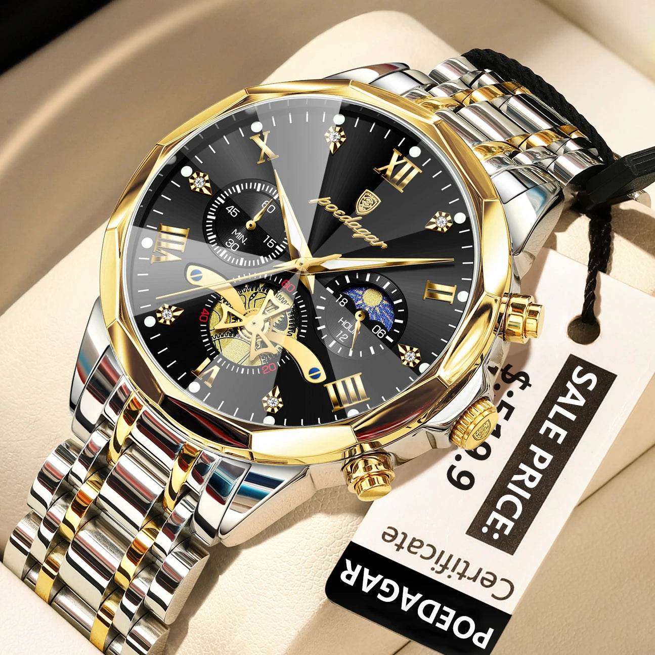 POEDAGAR Luxury Men Watch Top Original Waterproof Luminous Chronograph Man Wristwatch Stainless Steel Quartz Men's Watches Reloj - Lux Waches Max