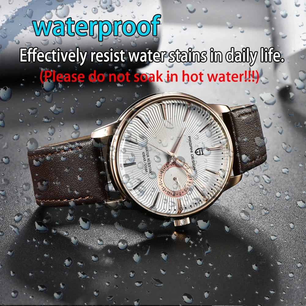 PAGANI DESIGN Quartz Watch VH65 Men's Automatic watches Casual Fashion Leather Watch for men reloj hombre PD1654