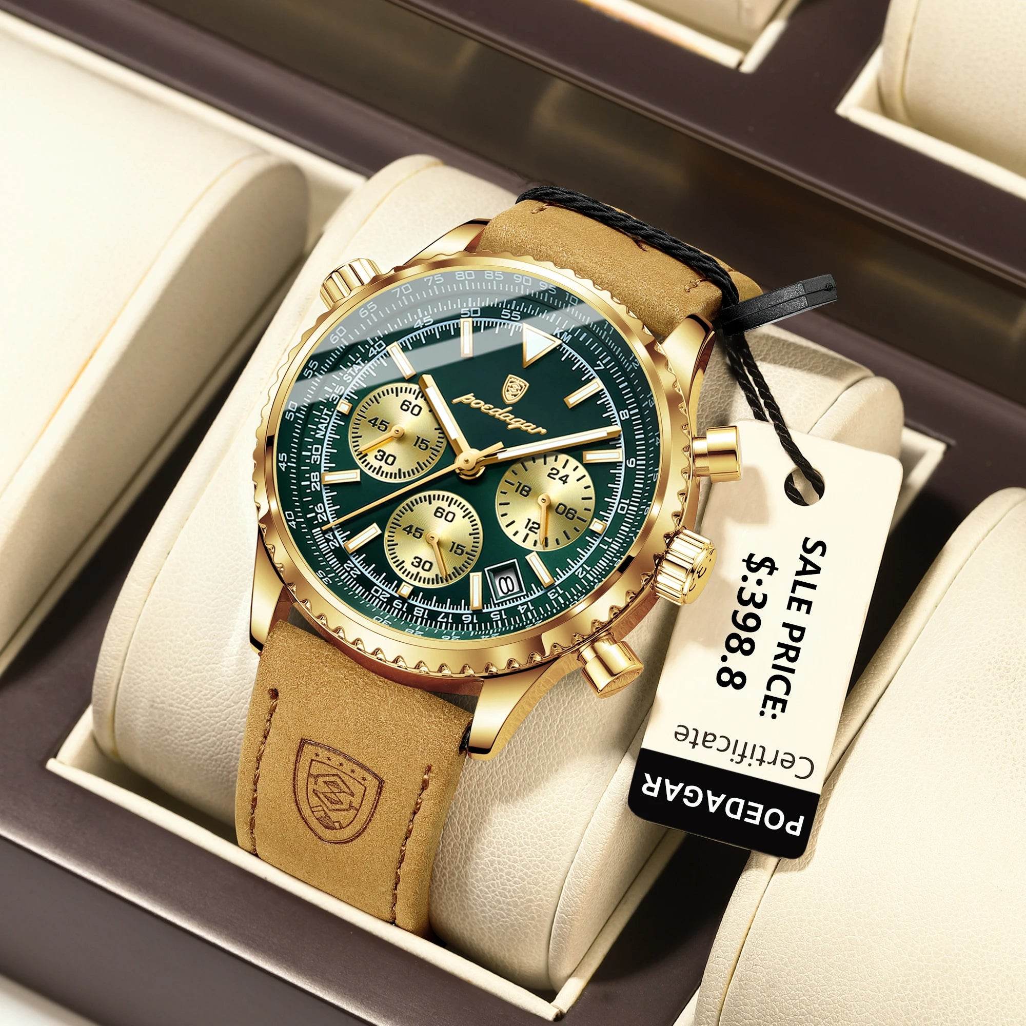 POEDAGAR Luxury Man Watch Quartz Waterproof Luminous Date Chronograph Leather Men Wristwatch Military Sports Men's Watches Reloj - Lux Waches Max