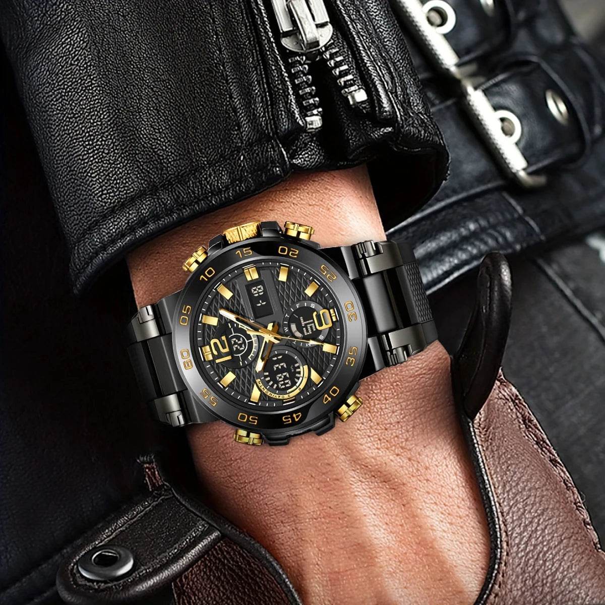 New Watches For Men Waterproof Clock Alarm Reloj Hombre LCD Dual Display Wristwatch Quartz Sports Mens Watch - Lux Waches Max