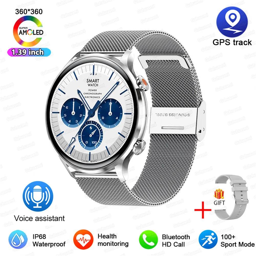 2025 New Smartwatch Women AMOLED HD Screen Always On Display Bluetooth Call IP68 Waterproof GPS Smart Men Watch For Android ios - Lux Waches Max