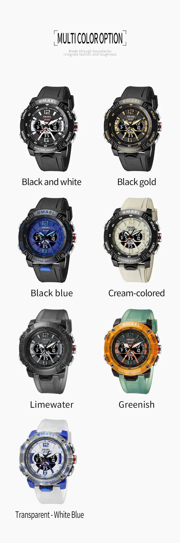 Sport Watches Men SMAEL Waterproof Analog Digital Quartz - Lux Waches Max