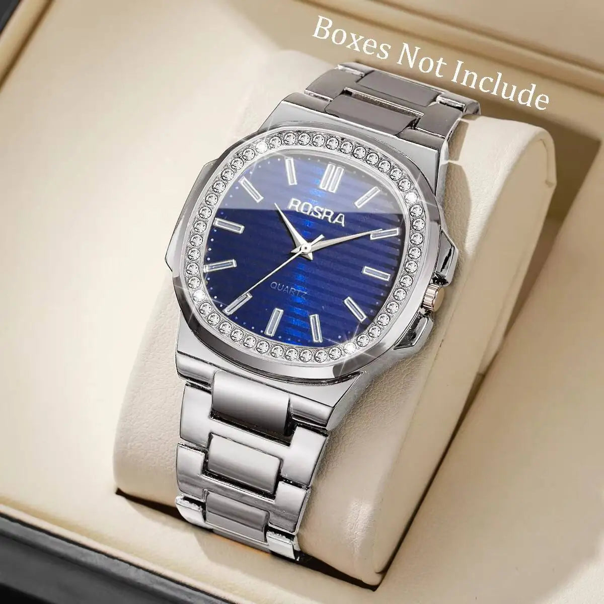 Luxury Rhinestone Man Wristwatch Fashion Square Steel Band Men Business Watches Quartz Wristwatch Reloj Hombre（Without Box）