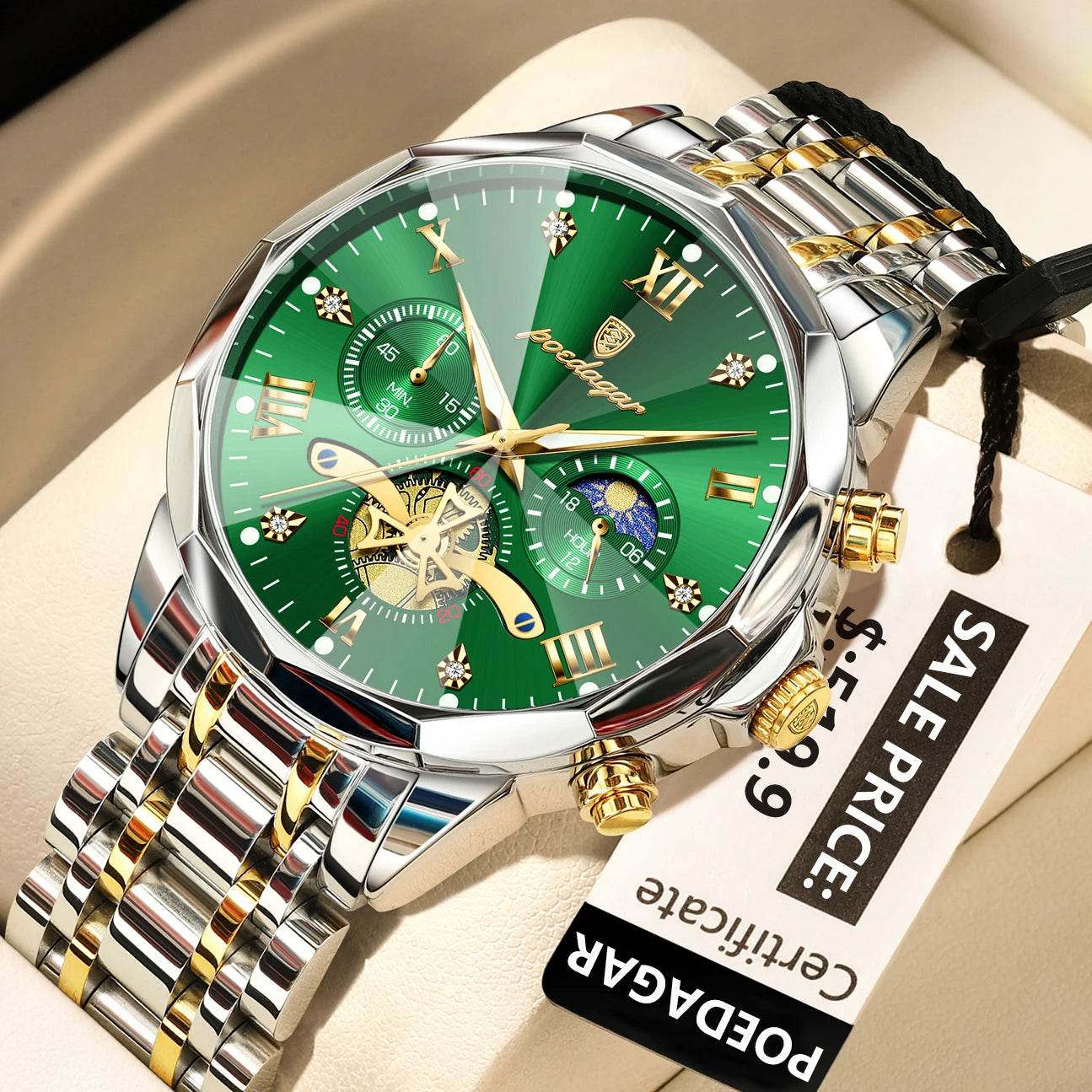 POEDAGAR Luxury Men Watch Top Original Waterproof Luminous Chronograph Man Wristwatch Stainless Steel Quartz Men's Watches Reloj - Lux Waches Max
