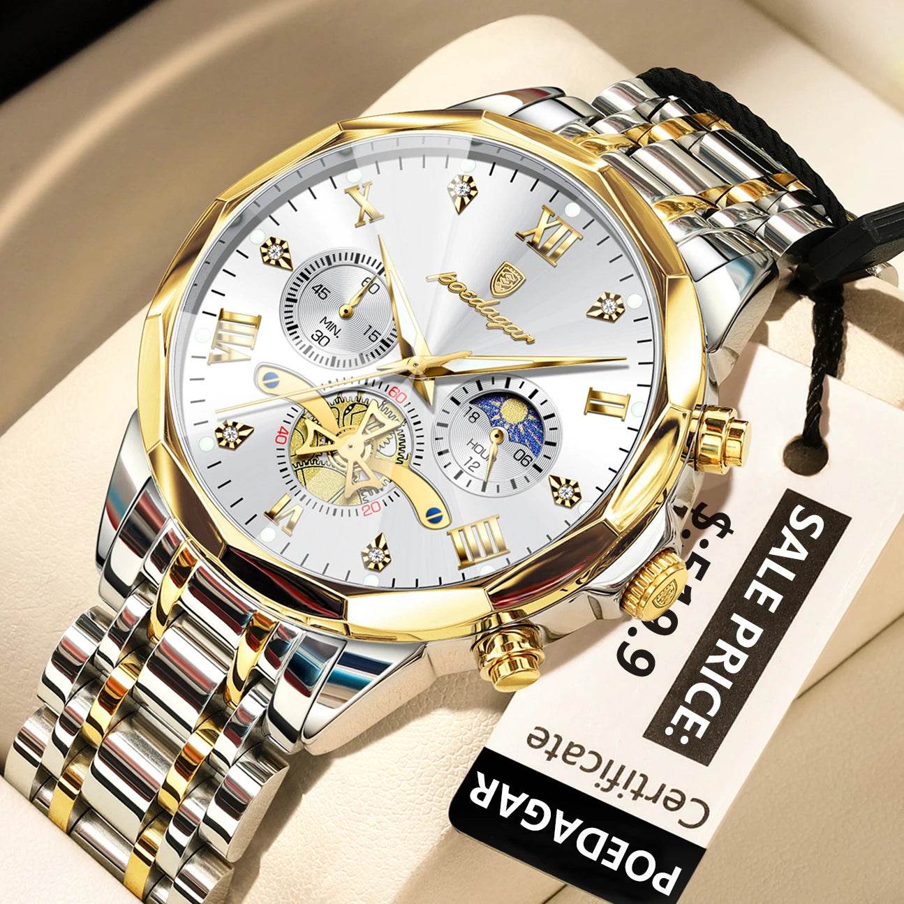 POEDAGAR Luxury Men Watch Top Original Waterproof Luminous Chronograph Man Wristwatch Stainless Steel Quartz Men's Watches Reloj - Lux Waches Max