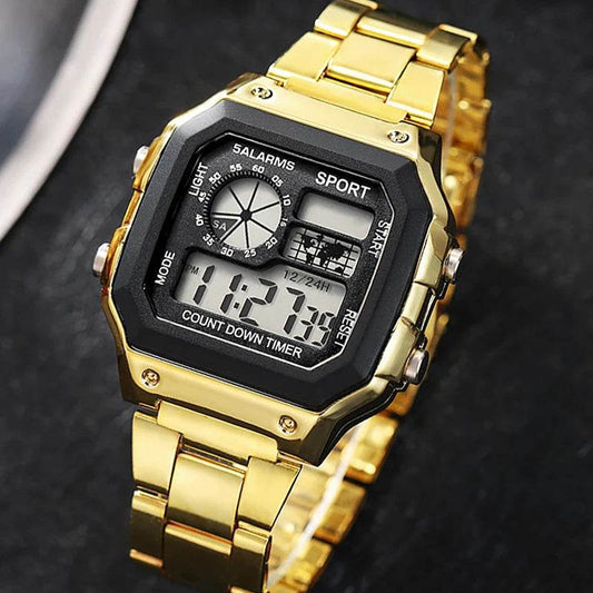 YIKAZE Luxury Stainless Steel Strap Sport Watches Men Military Digital Watches Waterproof Clock LED Men's Sport Wristwatch - Lux Waches Max