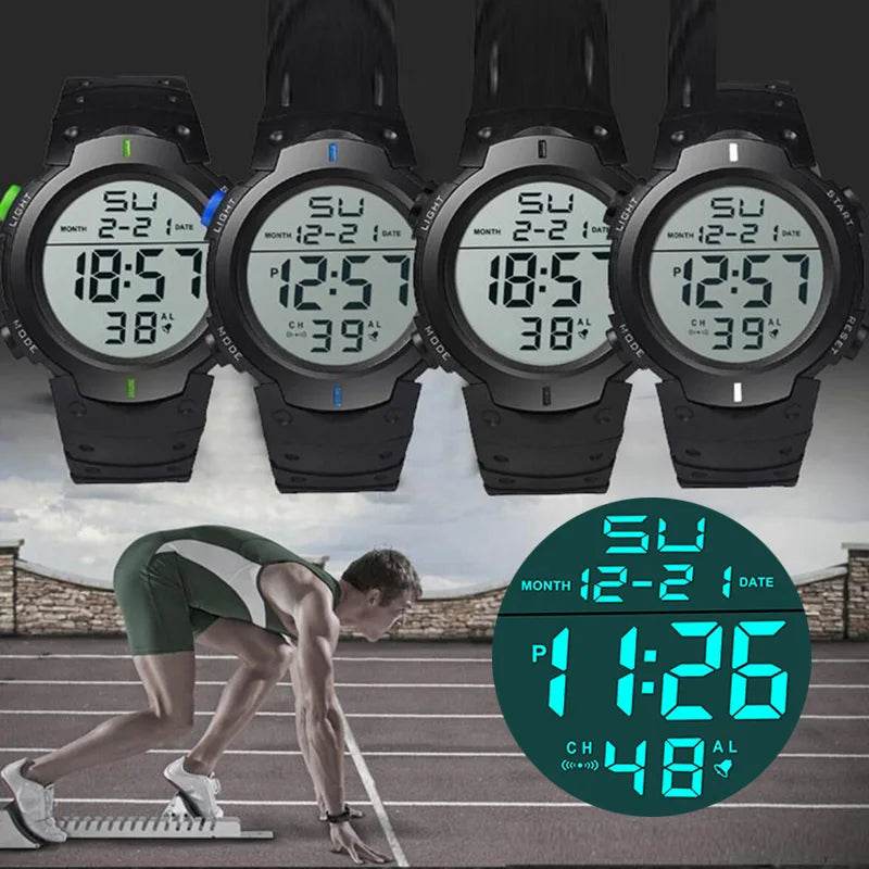 Men Sport LED Watches Top Brand Men Digital Clock Multi-Functional Rubber Man - Lux Waches Max