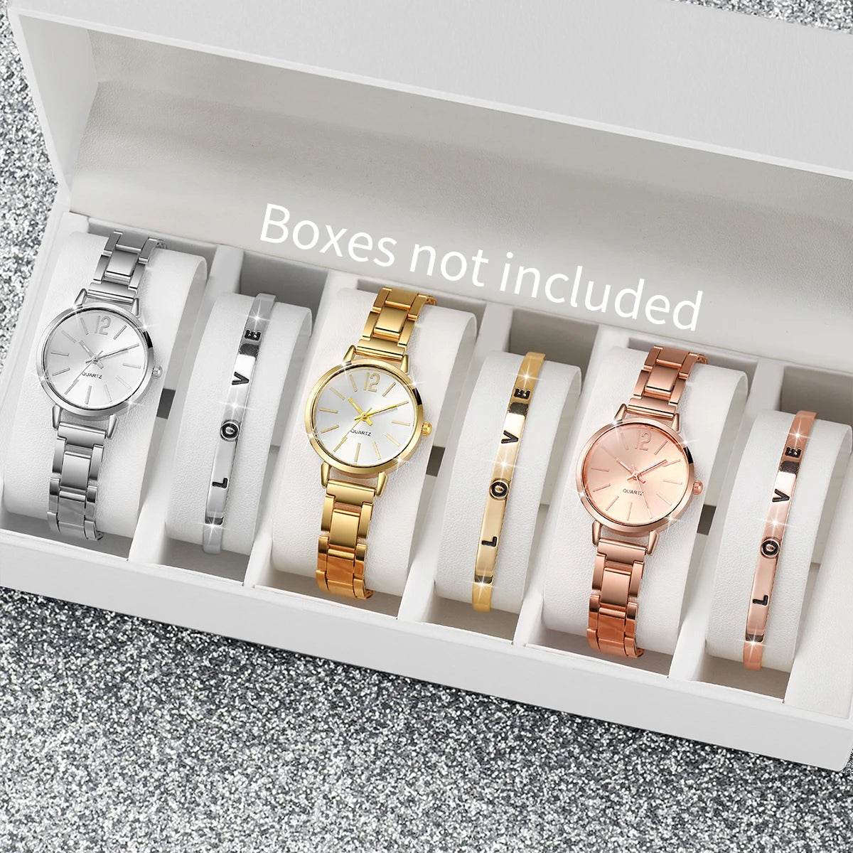 Quartz Watch Love Bracelet 2PCs Set Temperament Wearing Style - Lux Waches Max