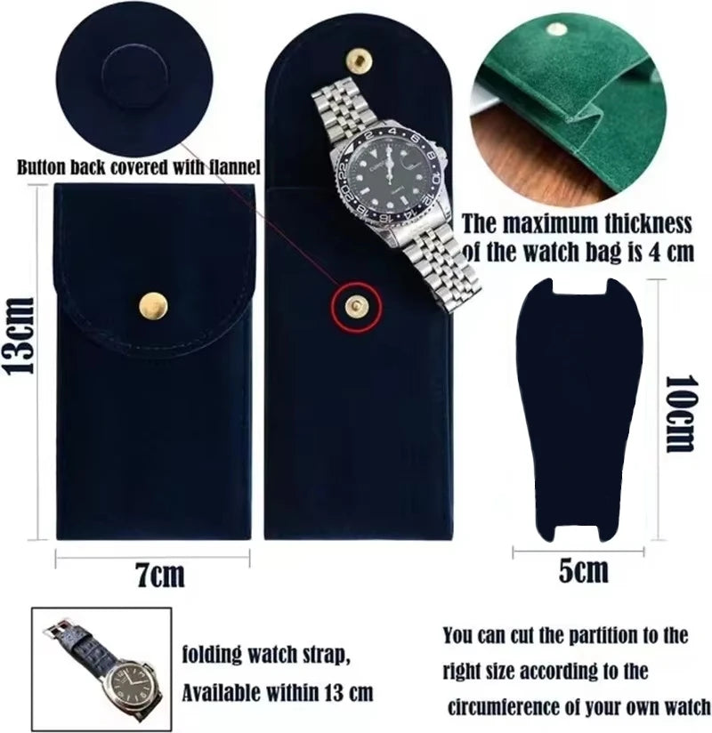 Embers Watch Bag Blue Black Green Watch Box Flannelette Gift Box Travel Storage Case Durable Portable Watch Dust Protection Case