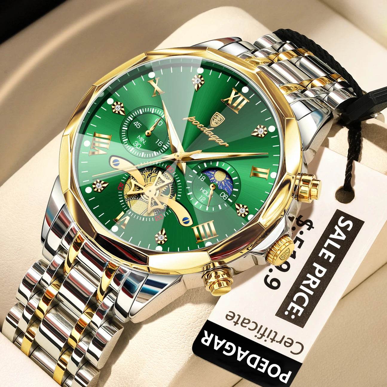 POEDAGAR Luxury Men Watch Top Original Waterproof Luminous Chronograph Man Wristwatch Stainless Steel Quartz Men's Watches Reloj - Lux Waches Max