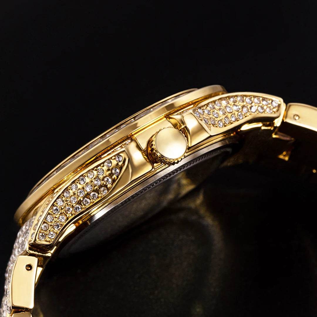 Fully Baguette Diamond Watch For Men Iced Out Quartz - Lux Waches Max