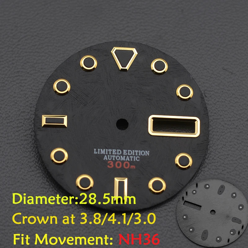 28.5mm Men's Watch Dial Fit SKX007 SKX009 6105 SRPD Tuna Monster Turtle Watch Case Watch For Japan NH35 NH36  7S26