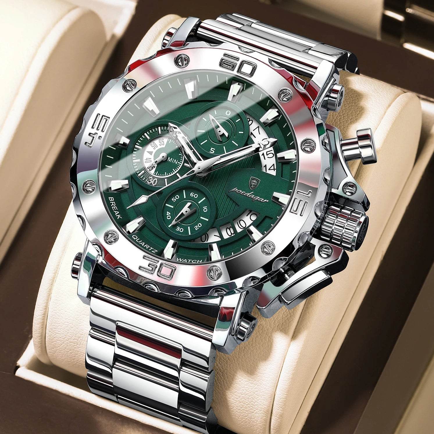 POEDAGAR Luxury Watch For Men Calendar Luminous Waterproof Man Clock Male Chronograph Stainless Steel Men's Quartz Watches Reloj - Lux Waches Max