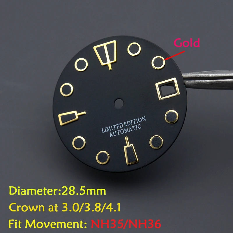 28.5mm Men's Watch Dial Fit SKX007 SKX009 6105 SRPD Tuna Monster Turtle Watch Case Watch For Japan NH35 NH36  7S26