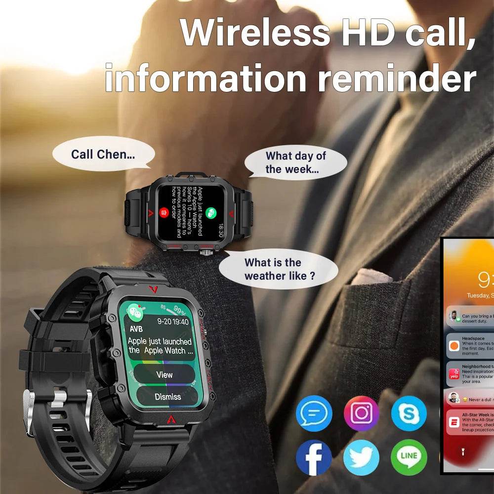 LAXASFIT Men Sports Smart Watch 1.71 Screen Blood Oxygen Bluetooth Talking Watch Multi Sport LED Flashlight Outdoor Smart Watch - Lux Waches Max