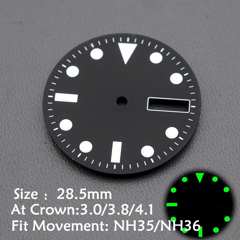 28.5mm Men's Watch Dial Fit SKX007 SKX009 6105 SRPD Tuna Monster Turtle Watch Case Watch For Japan NH35 NH36  7S26