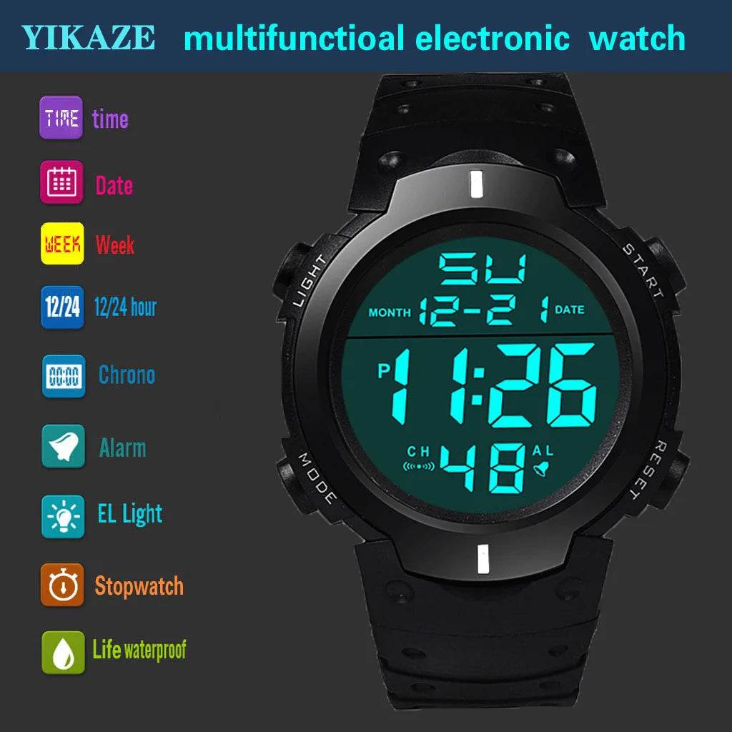 Men Sport LED Watches Top Brand Men Digital Clock Multi-Functional Rubber Man - Lux Waches Max