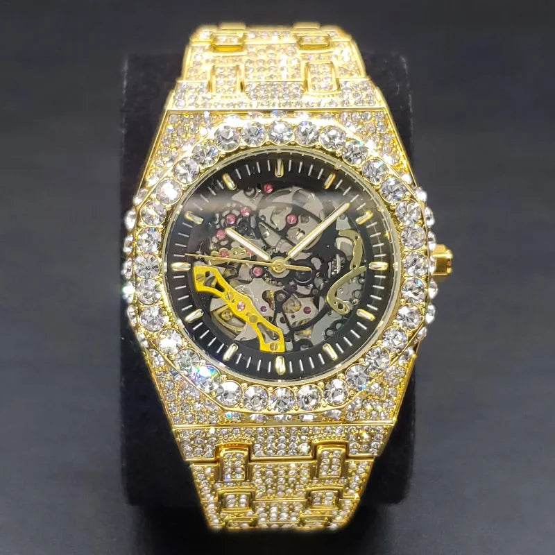 New Dropshipping Diamond Automatic Watch Luxury Golden OAK Mechanical - Lux Waches Max