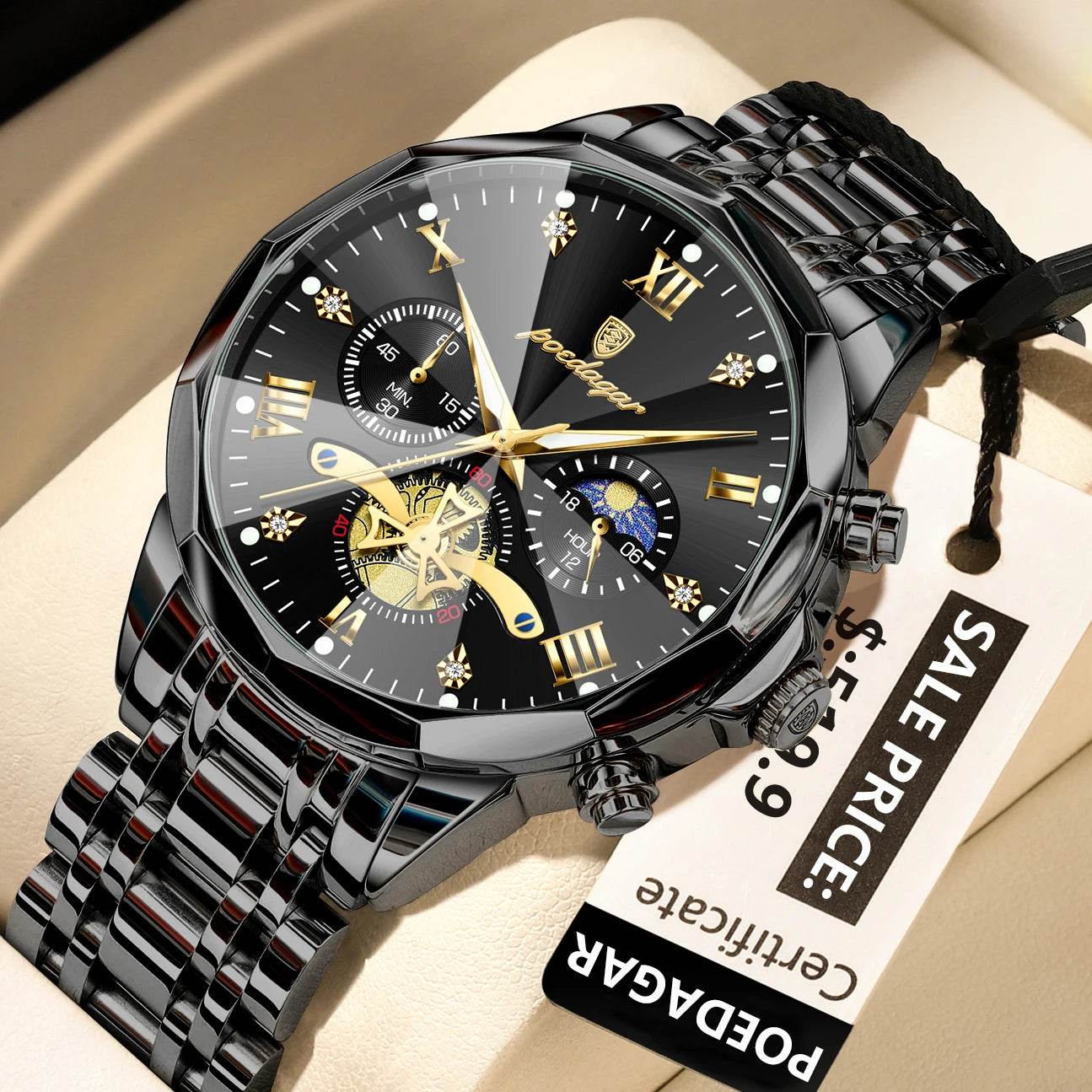 POEDAGAR Luxury Men Watch Top Original Waterproof Luminous Chronograph Man Wristwatch Stainless Steel Quartz Men's Watches Reloj - Lux Waches Max