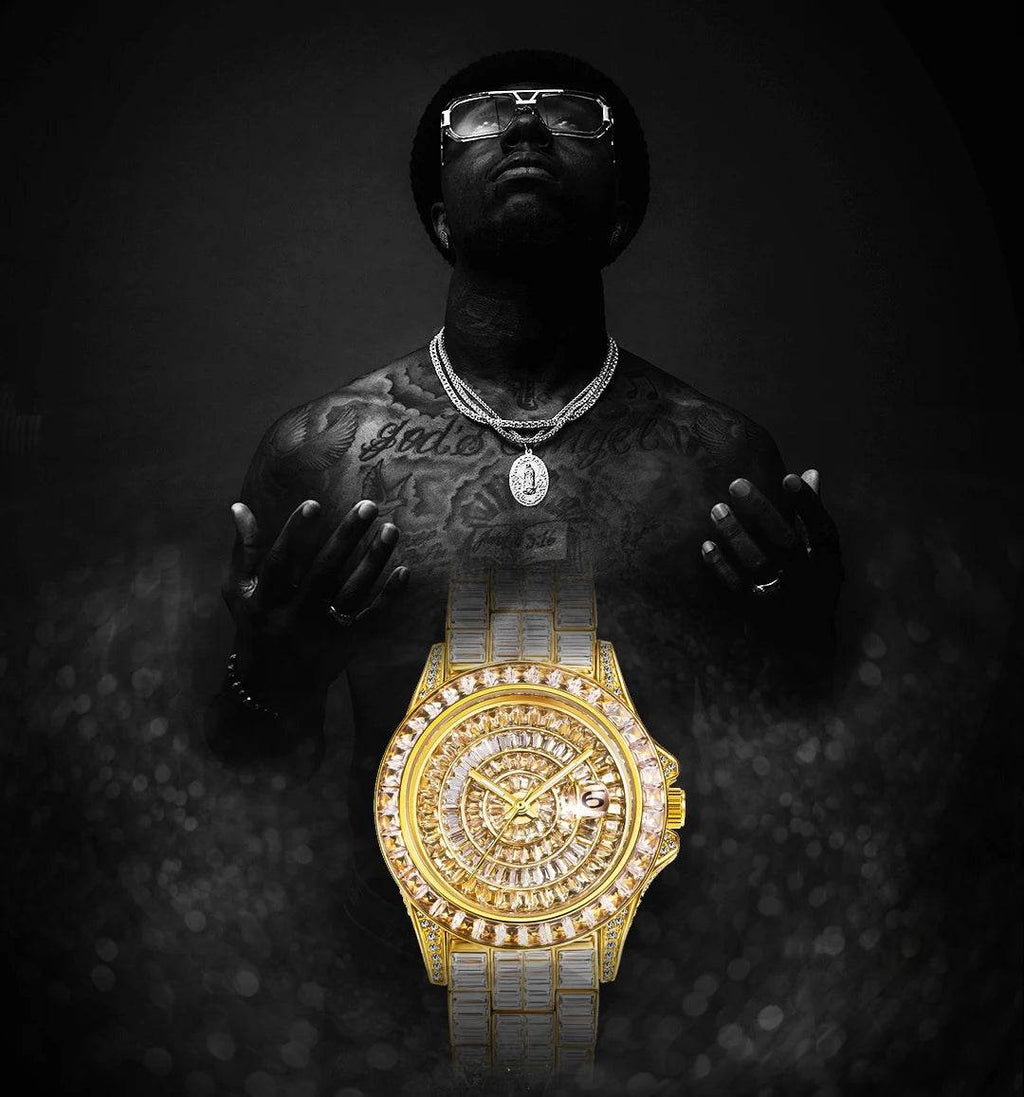 Fully Baguette Diamond Watch For Men Iced Out Quartz - Lux Waches Max