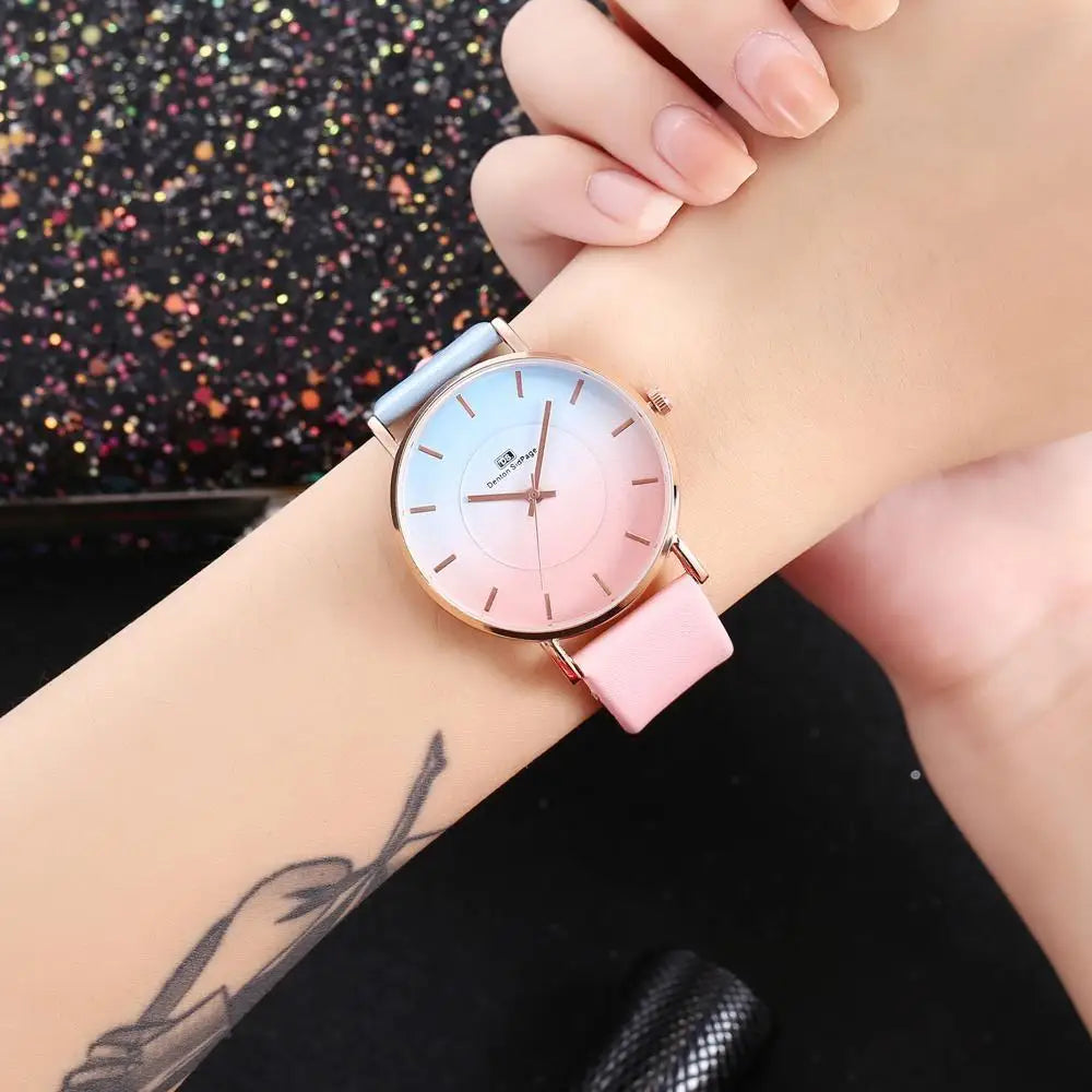 New Women's Fashion Dual Color Gradient Belt Watch Simple and Elegant Fashion Women's Watch