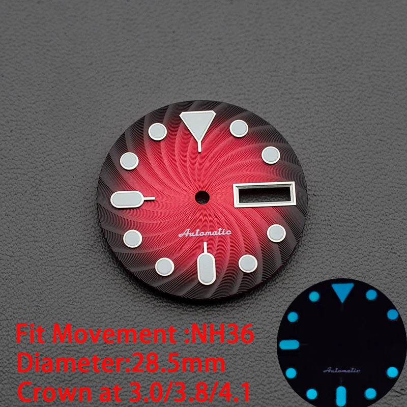 28.5mm Men's Watch Dial Fit SKX007 SKX009 6105 SRPD Tuna Monster Turtle Watch Case Watch For Japan NH35 NH36  7S26