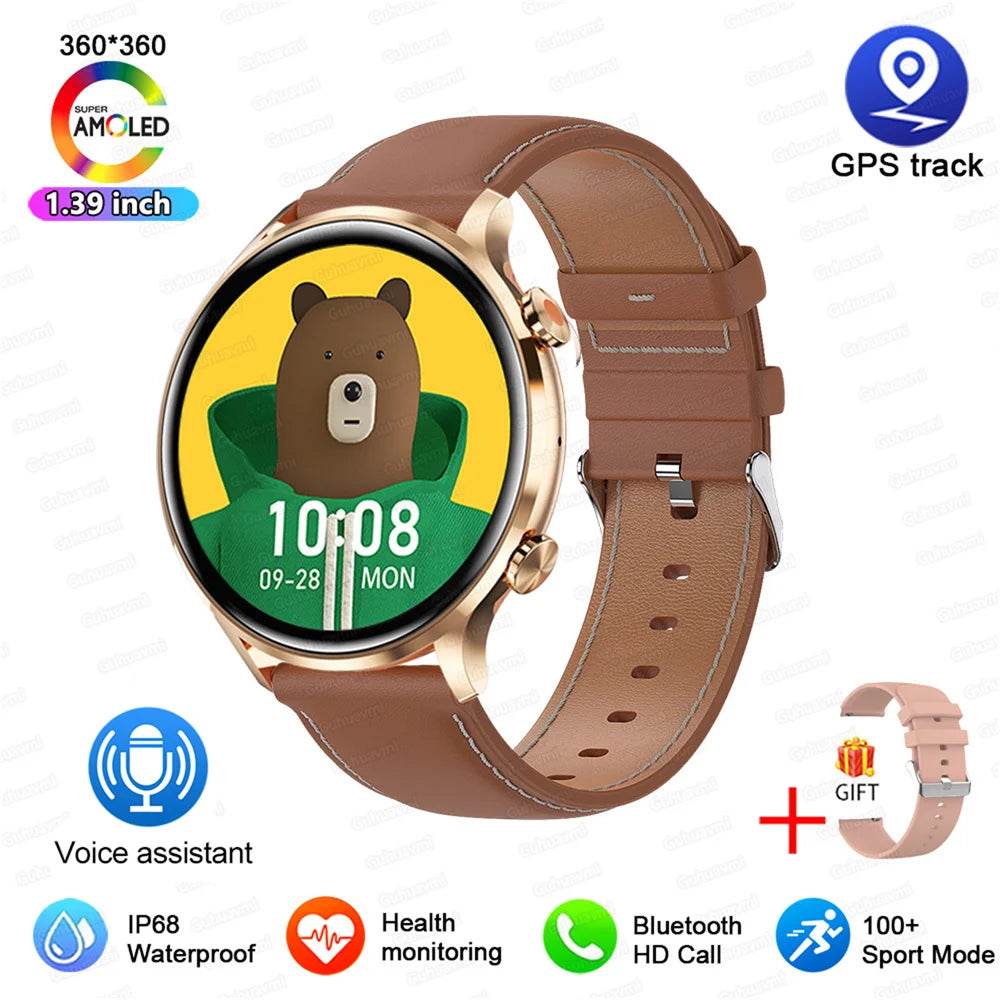 2025 New Smartwatch Women AMOLED HD Screen Always On Display Bluetooth Call IP68 Waterproof GPS Smart Men Watch For Android ios - Lux Waches Max