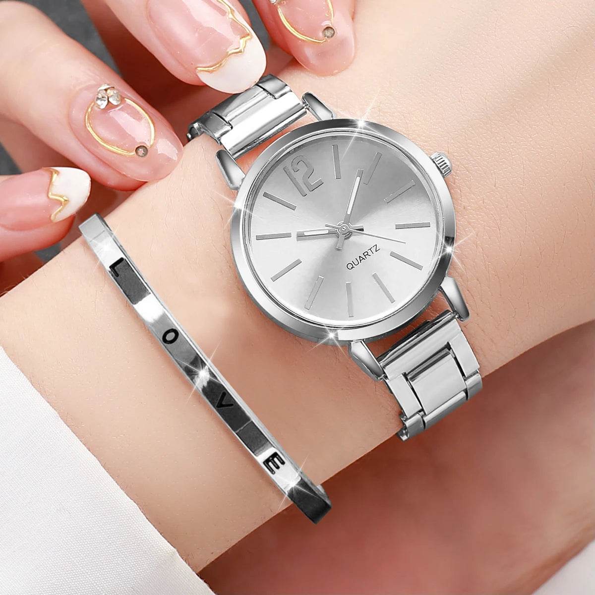 Quartz Watch Love Bracelet 2PCs Set Temperament Wearing Style - Lux Waches Max