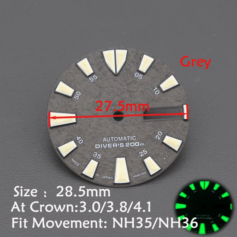 28.5mm Men's Watch Dial Fit SKX007 SKX009 6105 SRPD Tuna Monster Turtle Watch Case Watch For Japan NH35 NH36  7S26