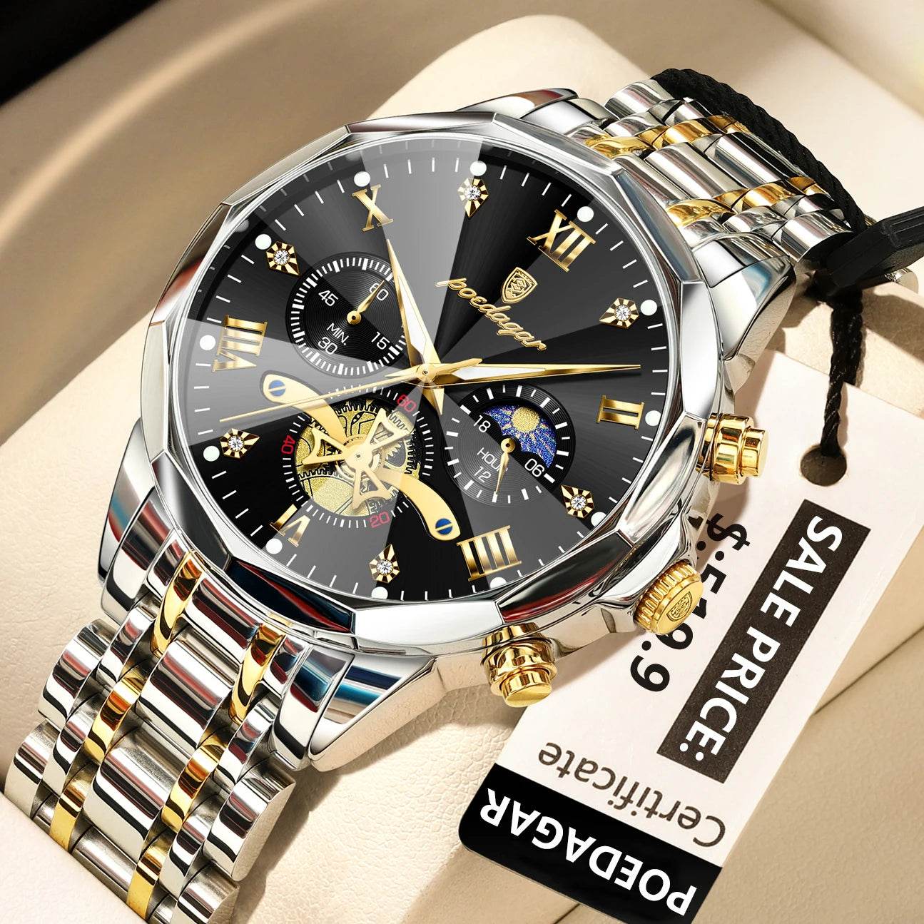 POEDAGAR Luxury Men Watch Top Original Waterproof Luminous Chronograph Man Wristwatch Stainless Steel Quartz Men's Watches Reloj - Lux Waches Max